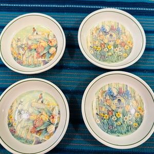 Set Of 4 Cypress Garden Themed Oil Dipping Bowls/Dishes - Ceramic  4”
